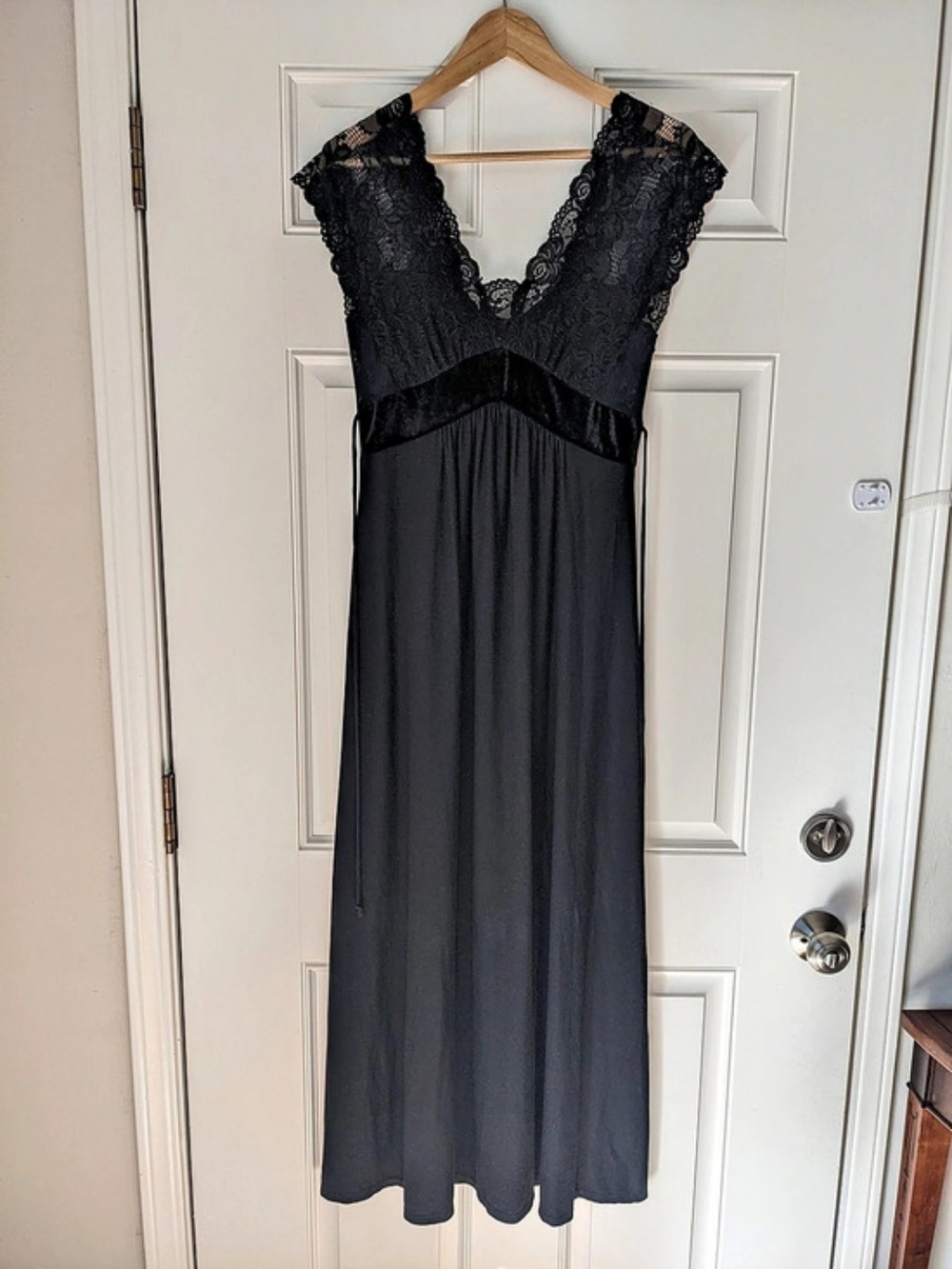 Jonquil By Diane Samandi Black Lace Slip Nightgown Size P